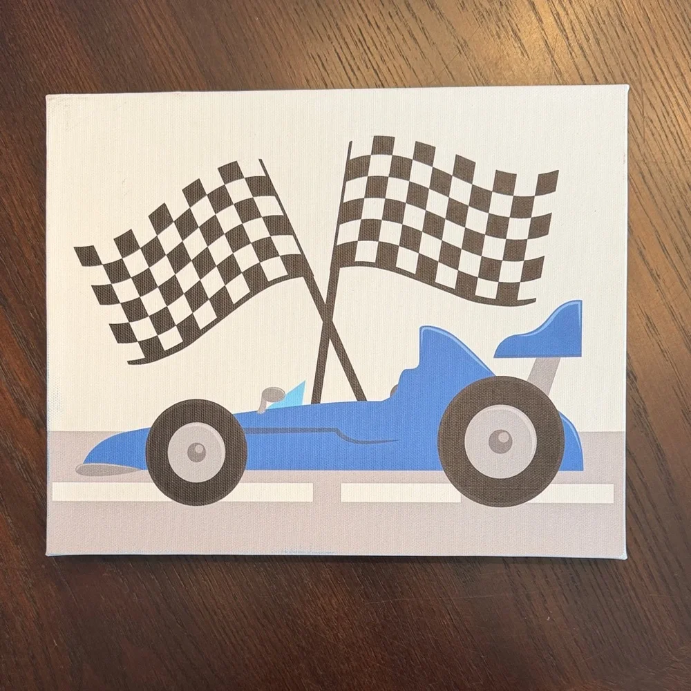 Set of 3 Race Car Wall Art 8x10 Boys Room Nursery Decor Blue Racing